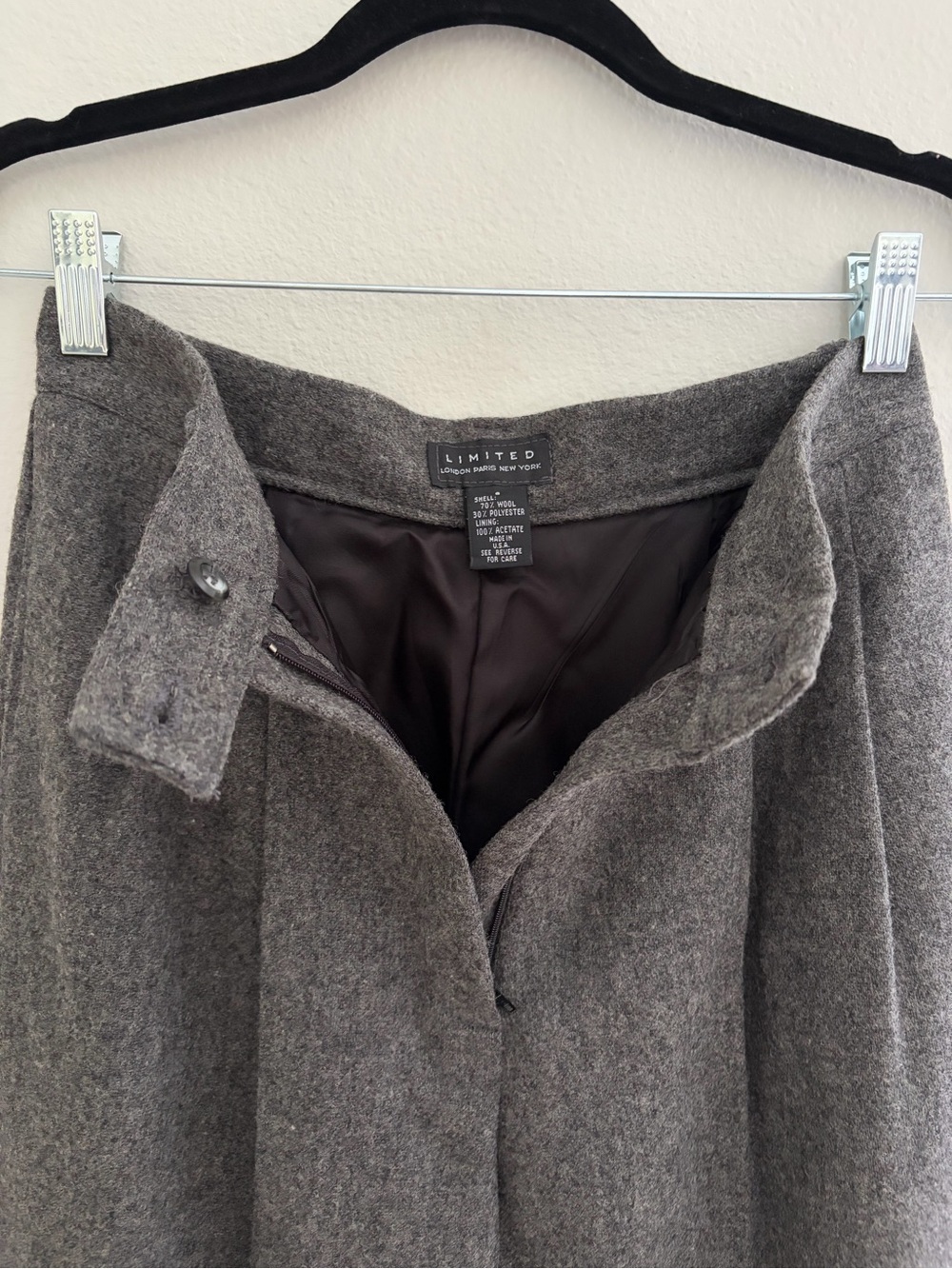 Vintage Limited Women's Size 8 Gray High Rise Wool Pleated Pants Cuffs USA - Picture 5 of 12